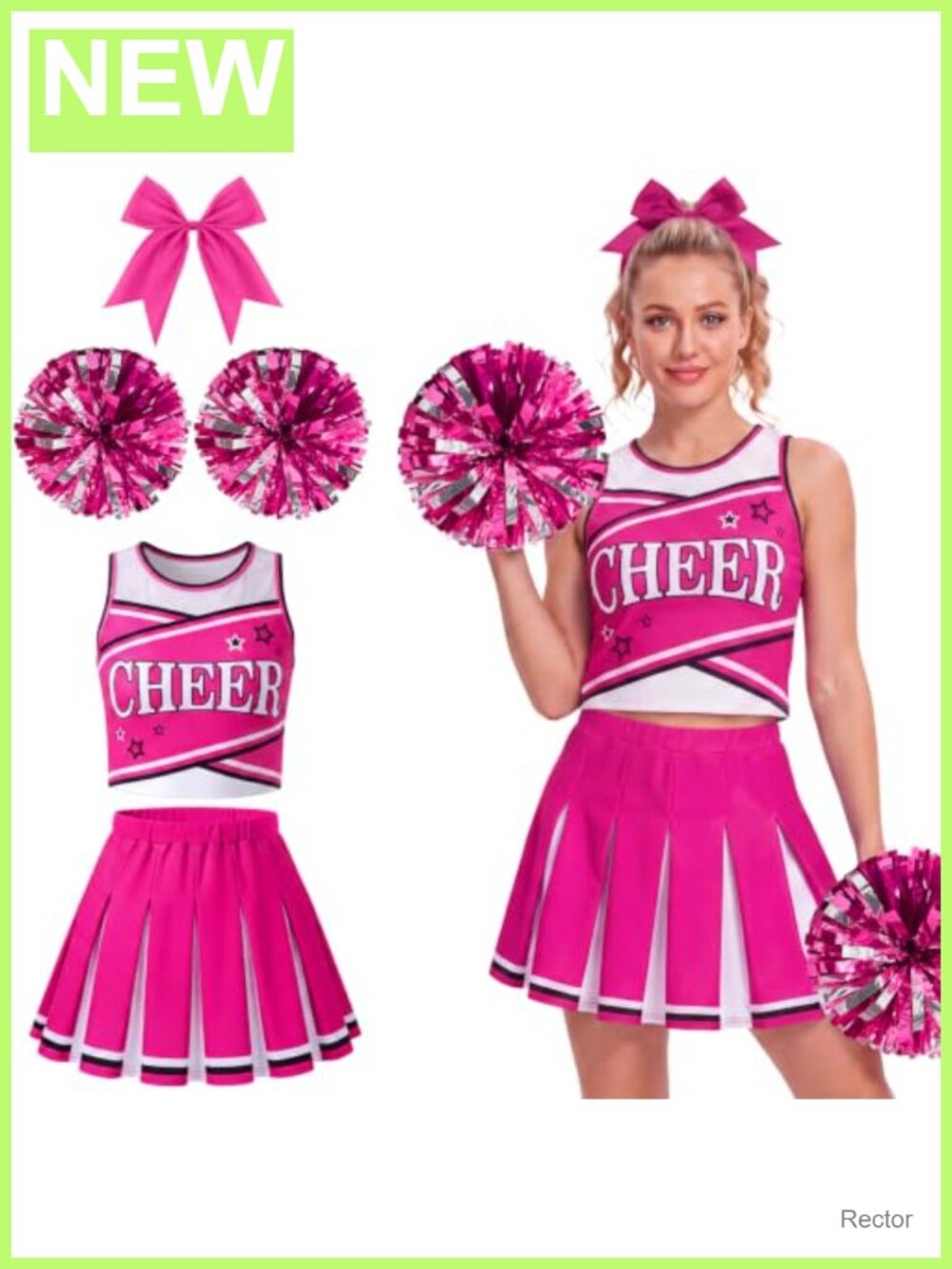 Cheerleader Costume Set 95% Polyester 5% Spandex Cosplay Halloween